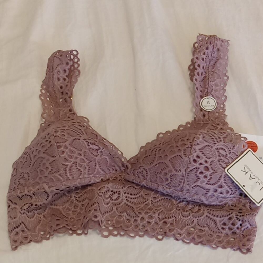 NWT IJAK Women's Small Lace Bralette in Mauve. Sexy, Comfy, Dressy.